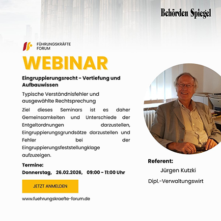 Webinar &bdquo;Eingruppierungsrecht - Vertiefung und Aufbauwissen&ldquo; am 26.02.2026